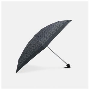 Coach UV Protection Signature Mini Umbrella in silver and graphite
